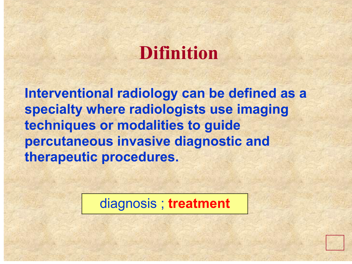 Interventional radiology — image-guided minimally invasive treatment: embolisation (TACE for HCC, GI bleeding), ablation (RFA), biopsy/drainage, and vascular intervention (angioplasty, stents, TIPS).